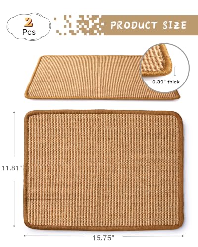 JanYoo 2pcs Bunny Scratch Pads Natural Sisal Rabbit Scratching Pad Bunny Scratcher Mat Resting Mats for Cages, Small Animal Claws and Teeth Care Bedding Accessories for Guinea Pig (15.7x11.8in, Brown) - color: 2-Brown
