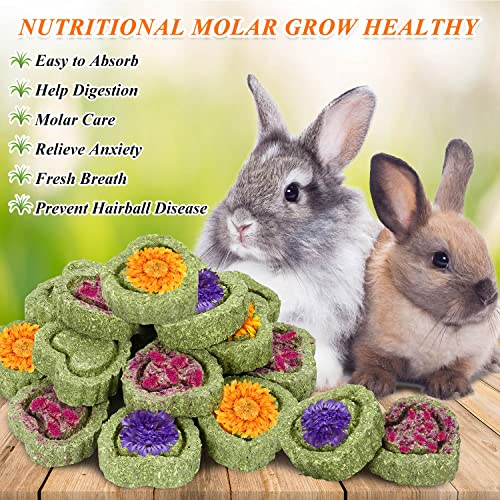 20PCS Bunny Chew Toys for Bunny's Teeth Organic Timothy Hay Cakes | Rabbit Toys for Bunny's Teeth, Rabbits, Chinchilla, Hamster, Guinea Pig Reliable Rabbit Chew Toys for Teeth