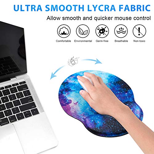 ToLuLu Mouse Pad with Wrist Rest Support, Gel Non-Slip Rubber Base Mousepad | Ergonomic Cute Mouse Pad, Mouse Wrist Rest Pad for Laptop Computer Home Office Working Gaming Pain Relief, Nebula Galaxy - color: Nebula Galaxy