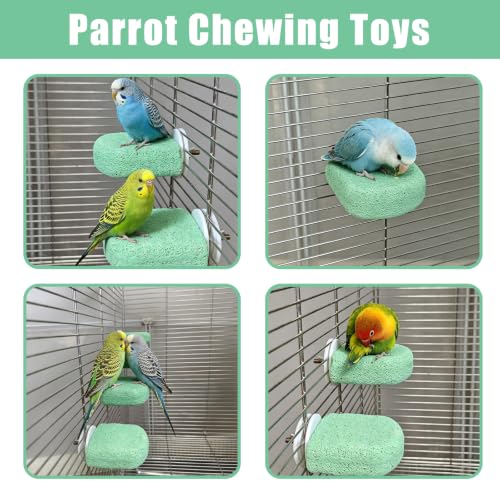 4Pack Bird Perch Stands Parrot Beak Grinding Stone Platform,Green-S | Parakeet Foot Claws Trimmer,Calcium Perch Climbing Chewing Toys for Small Medium Birds Cockatiel Conure Lovebird Budgie - color: 4Pack Green | S