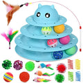 UPSKY 20 PCS Cat Toys Set with Teaser, Mice, Spring, and Various Ball Toys | Puzzle Kitten Toys, Sturdy Structure, Detachable Design, Easy to Assemble, Anti-Slip, Reduces Boredom for Indoor Cats - color: B-20PCS-Blue