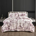 Fredsure Faux Rabbit Fur Comforter Set, 3 Pieces Tie Dye Purple King, Faux Rabbit Fur Face and Microfiber Reverse - color: Tie Dye Purple, size: King