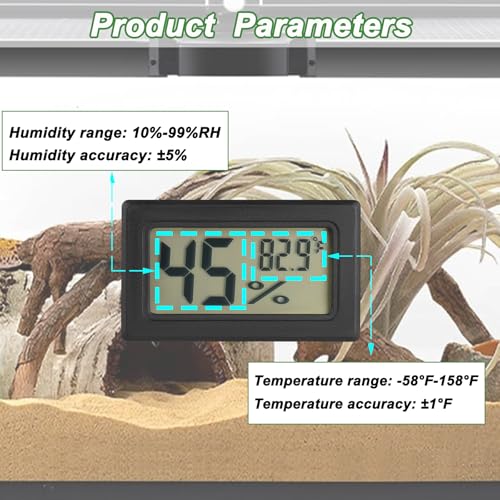 Reptile Thermometer and Humidity Gauge Digtal Terrarium Thermometer Rectangle Bearded Dragon Cage Accessories Reptile Temp and Humidity Gauge for Leopard Gecko Hermit Crab Gecko Lizard Etc 2pc - size: rectangle