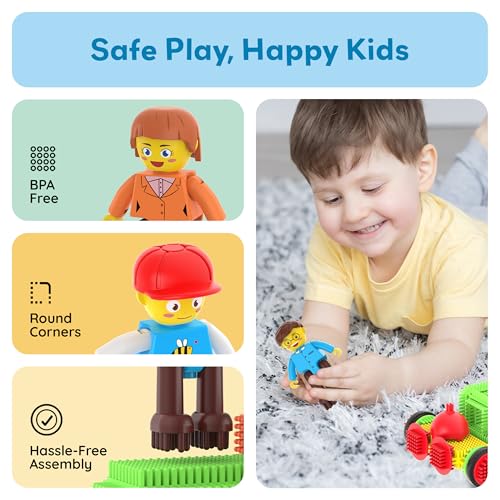 Picasso Toys Hedgehog Blocks 4 Family Action Character Figures Toddler Toy Construction Building Tile Block Expansion Pack Educational Add-on STEM Learning Smart Game Kit Toys Pretend Playset Age 3+ - color: Hedgehog 11pcs