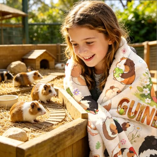 Guinea Pig Blanket Gifts Soft Flannel Guinea Pigs Throw Blanket Funny Themed Stuff Merch for Couch Bed Travel 50"x40" - color: Beige Guinea Pig