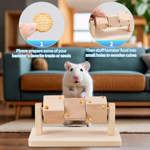 AOWPFVV Wooden Hamster Toys,Safe Rabbit Toys for Guinea Pigs | Small Animals,Chinchillas, Gerbils, Rats, Bunny,Rodents Teeth Care Toys for Cage