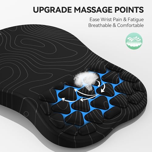 TECKNET Ergonomic Mouse Pad with Wrist Rest,Soft Comfortable Massage Design | Memory Foam and Non-Slip PU Base for Pain Relief, Office Gaming Mousepad for Desk, Home, Office - Black - color: Black White