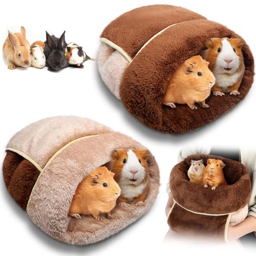 2 Pcs Guinea Pig Hideouts Warm Bed, Dark Brown, Light Coffee, Plain | Guinea Pig Sack, Soft Plush, Washable Bedding Hideout for Small Pet, Nest Supplies, Cage Habitat Accessories - color: Dark Brown, Light Coffee