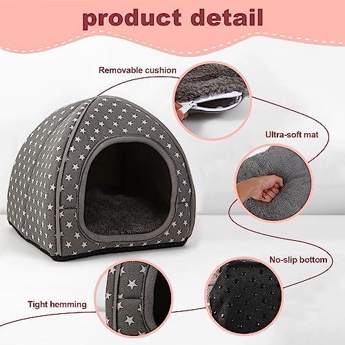 Cozy Guinea Pig Hideout Bed Soft Fleece Material Removable Cushion Washable and Dryer Friendly Perfect Cage Accessories for Rabbits Hamsters Hedgehogs - color: Grey