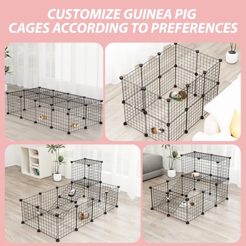 Guinea Pig Cages with Door and Top, 49.2x24.6x12.2inch Small Animal Cage, 20pcs Metal Grid Panels Small Animal Playpen, Expandable Cage for Guinea Pigs, Rabbits, Hamsters and Hedgehogs, Kitten - color: 20pcs