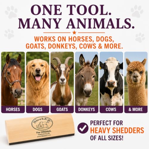 SleekEZ 10 Inch Horse Brush – Patented Horse Shedding Blade Made in USA - Removes Loose Hair & Undercoat - Deshedding Tool for Donkeys, Cows & Large Animals - Helps Reduce Seasonal Shedding - style: Horse Brush