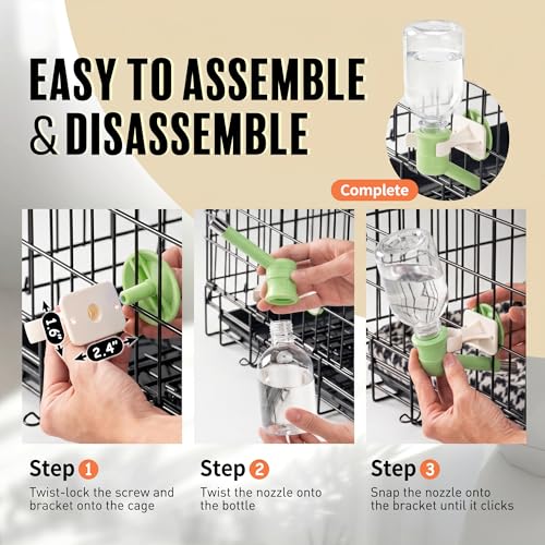 Choco Nose No-Drip Water Bottle for Small Dogs & Cats (10–25 lb) - Leak-Proof Patented 16mm Nozzle Helps Prevent Mess & Spills, BPA Free, Easy to Install Cage & Crate Mount Feeder, 10.2 fl oz (C590) - color: C590 Apple Green