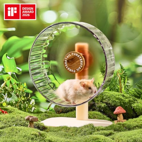Super Silent Hamster Wheel 12 Inch, Magnetic Large Rat Wheel for Chinchilla, Gerbil, Guinea Pig, Cat, Mouse, Sugar Glider and Dwarf, Syrian Hamster Accessories (Wood Brown) - color: Wood Brown, size: Large (12 inch)