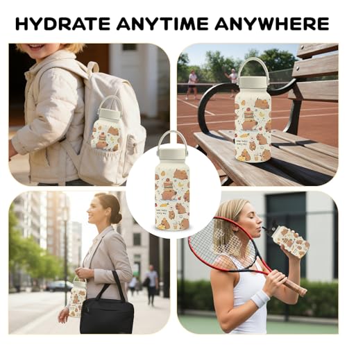 Gifts for Capybara Lover, 25oz Capybara Water Bottle with Straw Lid & Direct-drink Lid- Cute Kapibara Insulated Water Bottles, BPA-free Leakproof Sports Waters Bottle for School Travel, Gift Cup - color: Capibara