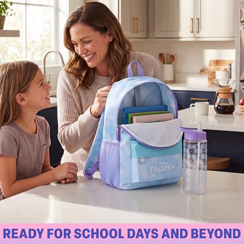 Get Trend Disney Frozen Kids Backpack with Water Bottle Set for Girls, 2 Pc 17in Bookbag with Padded Straps Gifts for Girls (Multi Frozen) - color: Multi Frozen