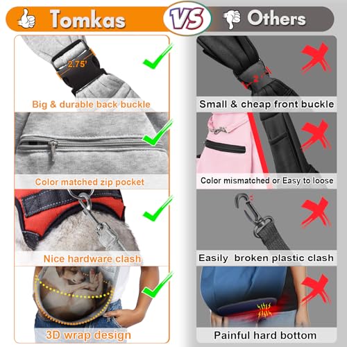 Tomkas Dog Sling Carrier for Small Dogs Puppy Carrier for Small Dogs (Grey, for Pets Weight 2-7 lbs) - color: Grey