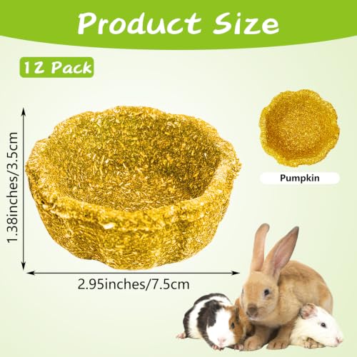 12 Pack Rabbit Chew Toys for Teeth Edible Timothy Hay Chewing Bowl Natural Guinea Pig Toys Small Animal Molar Treats for Bunny Chinchilla Mice Hamster (Yellow) - color: Yellow