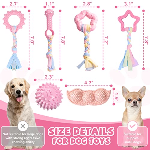 ABRRLO 6 Pack Puppy Teething Toys Cute Pink Puppy Chew Toys for Teething Small Breed Dog Chew Toy Interactive Pet Toy Set for Puppies to Keep Them Busy Soft Durable Small Breed Doggy Chewing Ball - color: Pink