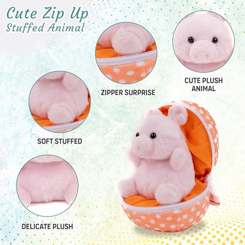 Easter Stuffed Animal - 6 inch - Surprise Zip up Egg Hideaway Springtime Inspired Plush Toy Gift for Kids, Boys and Girls - Easter Mother's Day Birthday (New Pig Egg) - color: New Pig Egg