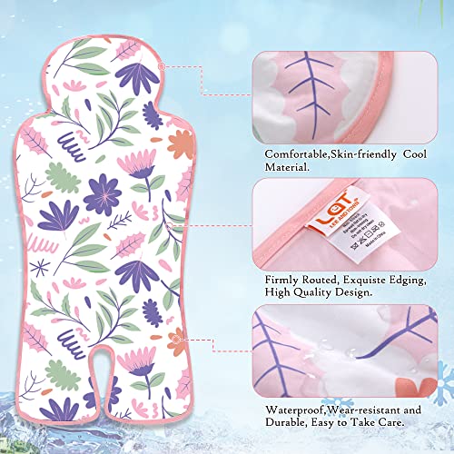 Gel Car Seat Cooler Pad,1 Pack Double Sides-Universal Baby Stroller Ice Cushion,Summer Cooling Seat Liner,Multifunctional Suitable for Baby Dining Chair,Child Safety Seat (Pink Flowers +Peach) - color: Pink Flowers +Peach