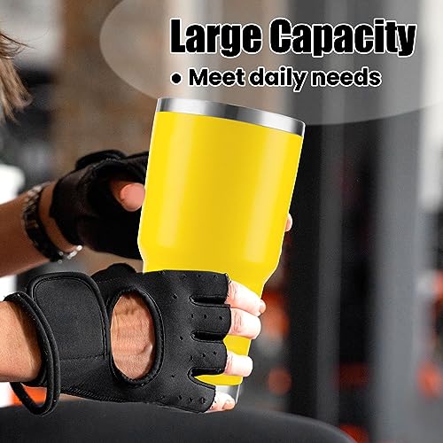 D·S 30oz Yellow Tumbler Double Wall Vacuum Insulated Travel Coffee Mug | Double Wall Vacuum Suit Cold and Hot Drink Fits in standard car cup holders With Splash-Proof Lid - color: Yellow