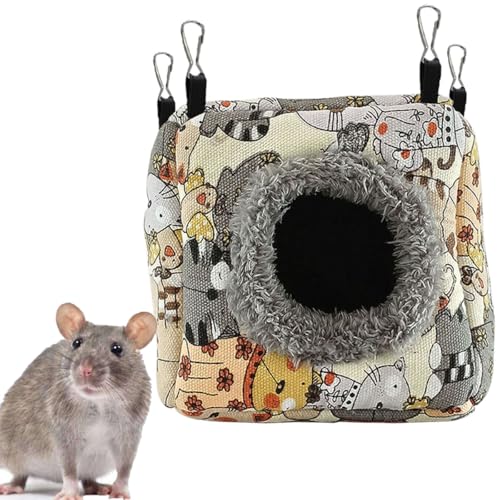 Hamster Rat Hammock Bed, Hanging Cave Shaped Cotton Nest Suitable for Small Animals Hamsters Rat Mouse Gerbil Sugar Glider Squirrels etc (L) - size: Large