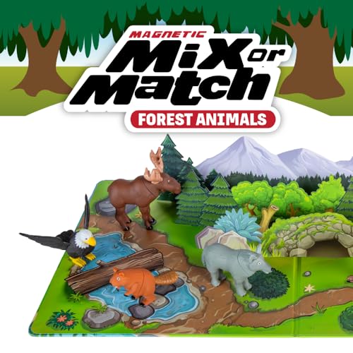 Popular Playthings Mini Magnetic Mix or Match Forest Animals, Set of 7 | Includes Playmat, Mix or Match Magnetic Forest Animal Toys, for Toddlers 1-3, Gifts for Kids