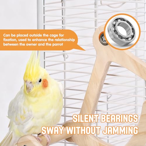 Bird Stand Perch Toy,Interactive Rocking Parakeet Toy and Perch, Wooden Exercise Wheel Cockatiel Toy, Intelligence Puzzle Enrichment Toys,Bird Playground Play Stands for Conure Budgie(A) - color: R