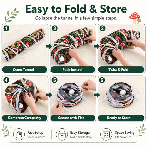 Mechpia Rabbit Toys, Large Bunny Hideout Tunnel and Tube for Rabbit Guinea Pig Chinchilla Ferret Rat - color: Red