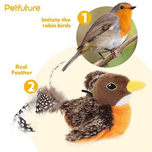 Flapping Bird Cat Toy, Motion Activated with Catnip, 3 Modes & USB Rechargeable, Machine Washable Interactive Toy for Indoor Cats - style: Robin Bird