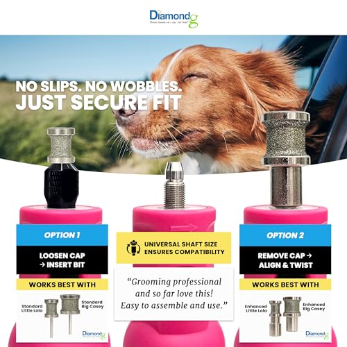Diamondg Micro Dog Nail Grinder - Quiet Sound with LED Light, Pink | 5-Speed Rechargeable Pet Nail Trimmer for Small & Large Dogs, LCD Display, USB-C Charging, 4hrs. Runtime Rotary Tool - color: Micro - Pink