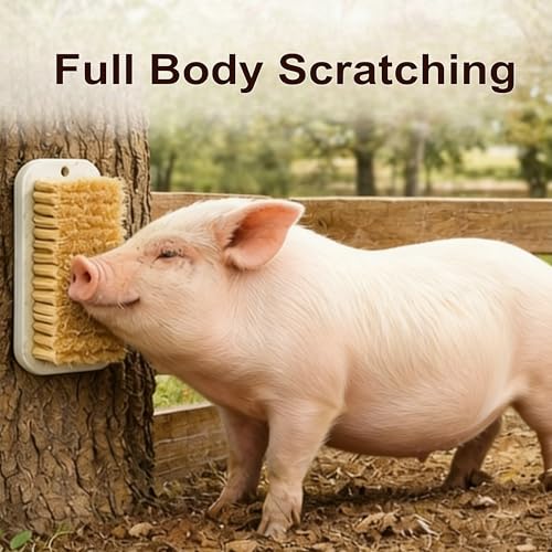 2 Pack Pig Scratch Brush for Mini Pigs, Self-Grooming Brush for Fence or Tree, Pig Enrichment Scratch Post, Outdoor Pet Grooming Tool