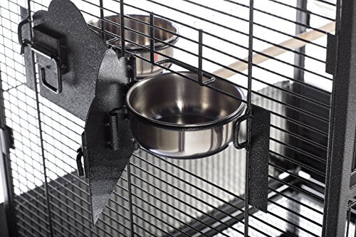 Prevue Pet Products Park Plaza Bird Cage with Perches - L, Black Hammertone | Large Steel Cage with Rolling Stand and Perches, Ideal for Cockatiels and Medium Birds - color: Black Hammertone