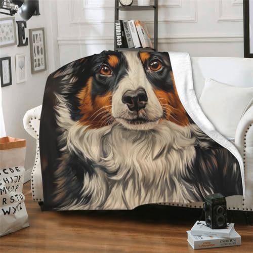 Australian Shepherd Blanket Gifts for Women Girls Kids Dog Lovers, Puppy Flannel Blankets, Warm Cozy Soft Throw for Bedroom, Camping, Couch, Decor 40x50 in - color: Australian Shepherd, size: 40"x50"