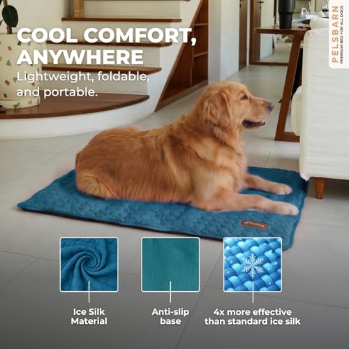 Dog Cooling Mat, Ice Silk Self-Cooling Pad, Deep Blue, XL - color: Deep Blue, size: X-Large