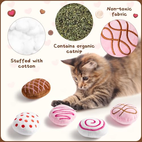 MALLMALL6 Catnip Toys for Cat - 5Pcs Valentines Chocolate Truffles Catmint Interactive Teething Chew Kick Cat Toy for Indoor Kitten, Soft Candy Pet Supplies, Pet Valentines Gifts for Kitten Lover - style: Chocolate Truffles