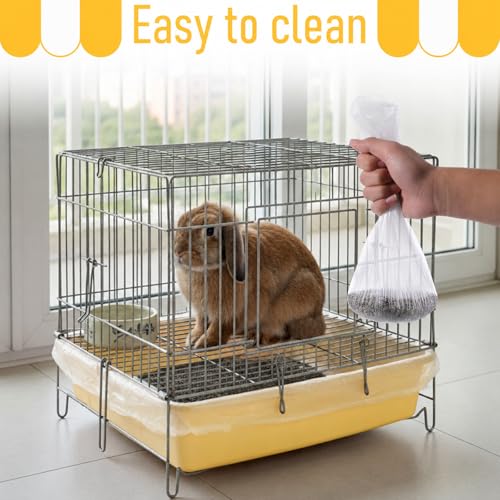 50 PCS Disposable Plastic Cage Liners, Small Animals Leak Proof Toilet Film Litter Pan Bags Film Litter Box Liners for Rabbits, Guinea Pigs, Chinchillas, Hedgehogs, Birds