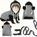 Small Pet Harness Vest and Leash Set Ferret Clothes Hoodies for Ferrets for Outdoor Walking Rabbit Ferret Guinea Pig Bunny Hamster Puppy Kitten (Black and White Striped Clothes + Leash) - color: Black and white striped clothes + leash