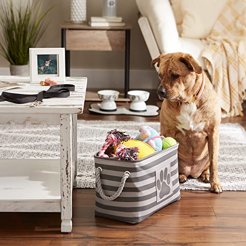 Bone Dry Pet Storage Collection Striped Paw Patch Bin, Small Rectangle, Gray - color: Gray, size: Small Rectangle