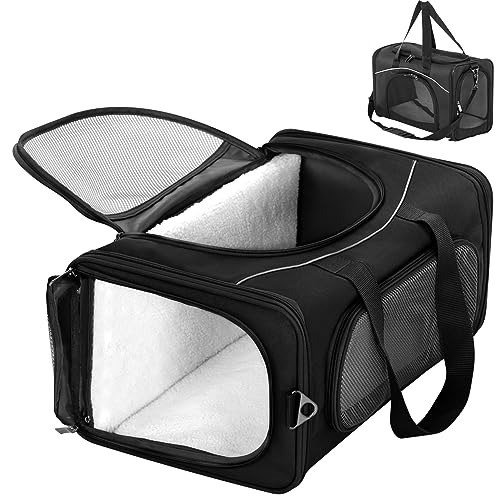 Petsfit Two-Way Placement Pet Carrier Airline Approved, Cat Carriers for Kittens, Puppies,Rabbit,Hamsters, Washable,Black - color: Black, size: 19"L x 9.5"W x 12.0"H