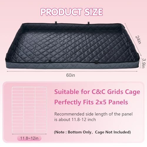 FunFurry Quilted Guinea Pig Cage Liner, Reversible & Absorbent Bottom Base, Cage Liners for Small Animals, Hamster Chinchilla Hedgehog Ferret Rabbit. (Dark Grey-Quilted, 24" X 60") - color: Dark Grey-Quilted, size: 24" X 60"
