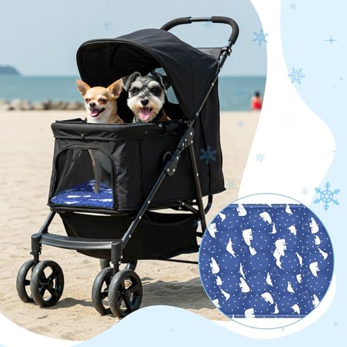 Nuanchu Dog Stroller Cooling Mat, Waterproof Gel Pet Cooling Pad for Summer, Washable Cat Sleeping Blanket, Portable Ice Gel Travel Mat for Cats, Crates, Car Seat(11.81 x 19.69 Inches,Royal Blue Bear) - size: 11.81 x 19.69 Inches, style: Royal Blue Bear