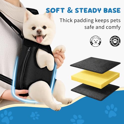 Mosago Dog Backpack Carrier with Thick Padded Bottom Support, 4–7 lbs | Legs-Out Chest Carrier for Small Dogs, Adjustable Pet Front Carrier, Easy Fit for Walking, Hiking, Camping, and Traveling - size: M