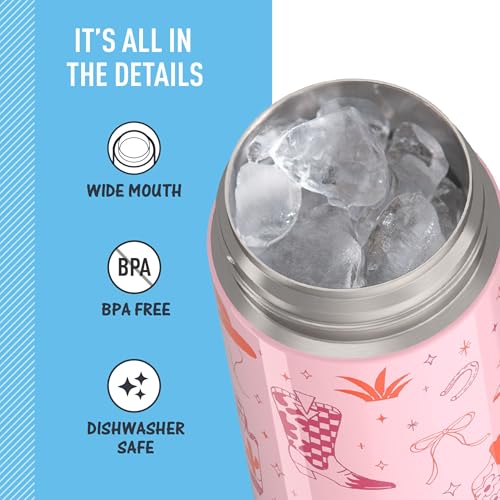 THERMOS FUNTAINER Water Bottle with Spout, 16oz, Cowgirl Charm | Kids Stainless Steel Insulated Water Bottle, Keeps Drinks Cold Longer for School & Play, BPA-Free - color: Cowgirl Charm, size: 16 Ounces