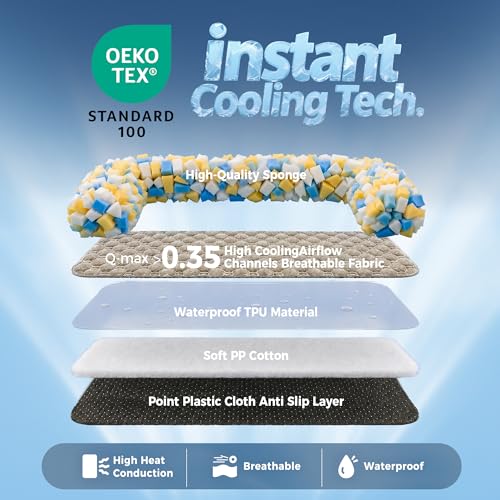 Large Cooling Dog Bed Mat - 41 x 37 inch Waterproof Couch Cover for Dogs Washable, Non-Slip Bottom Self Cooling Mat for Dogs, Durable & Non-Gel, Dog Couch Bed for Sofa Floor Car, Taupe - color: Taupe, size: 41"L x 37"W x 5"Th
