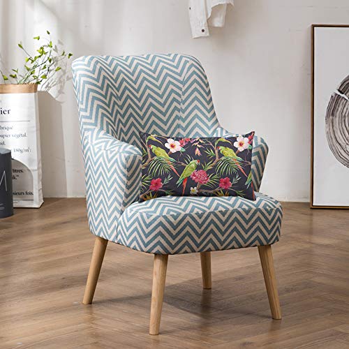 HOSNYE Tropical Tree Throw Pillow Cover Flowers of Hibiscus Blooming Ginger Palm Leaves Parrot Ara and Toucan Linen Fabric for Couch Bed Sofa Car Waist Cushion Cover 12 x 20 inch - color: Throwpillowcoversa104, size: 20" x 12" (Pack of 1)