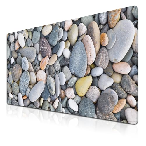 Computer Desk Pads Cobblestone Gaming Mouse Mat, Desk Mouse Pad XXL Mouse Pads, Desktop Computer Mat Non-Slip Rubber Base Waterproof with Stitched Edges, 35.4" X 15.7" Work/Game/Office/Home - color: Cobblestone