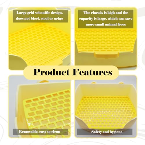 15.1"X11.0" Large Rabbit Litter Box,Plastic Square Rabbits Potty Trainer with Bigger Pan Bunny Corner Toilet Box with Small Animal Disposable Liner for Guinea Pigs Hamster Chinchilla(Yellow) - color: 【Yellow】