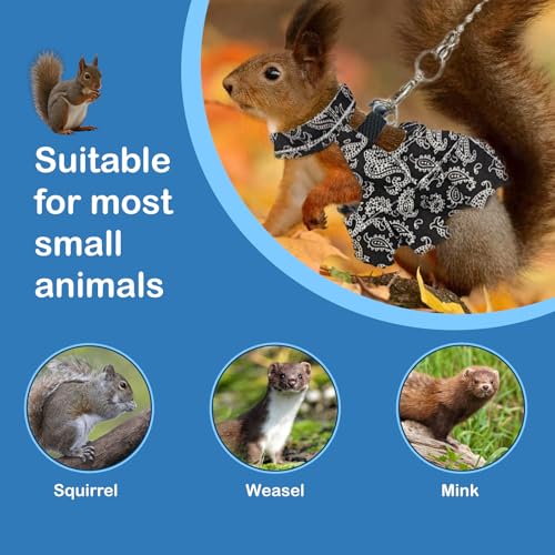 Guinea Pig Harness Skirt Clothes and Leash, Adjustable Hamster Ferret Harness and Leash Set, No Pull Walking Vest for Ferrets, Chinchillas and Similar Small Animals (Black M - color: Black, size: M