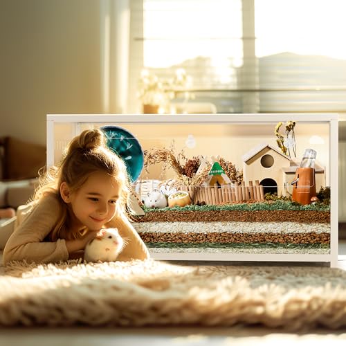 BUCATSTATE Hamster Cage 2.0, Large Hamster Enclosure (39in, White) | Stackable 5.4 ft² Large Habitats with Deep Beddiing Base, Sturdy Aluminum Frame, Front and Top Access, Easy Assemble - color: White, size: 39.3"L x 19.7"W x 20.6"H